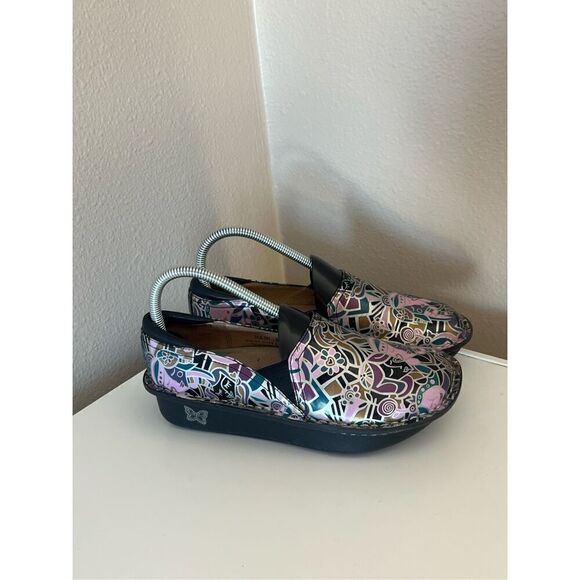 Alegria PG Lite Debra Deb 351 Women’s Multi Colored Black Slip On Clogs Sz 5.5 - Picture 1 of 7